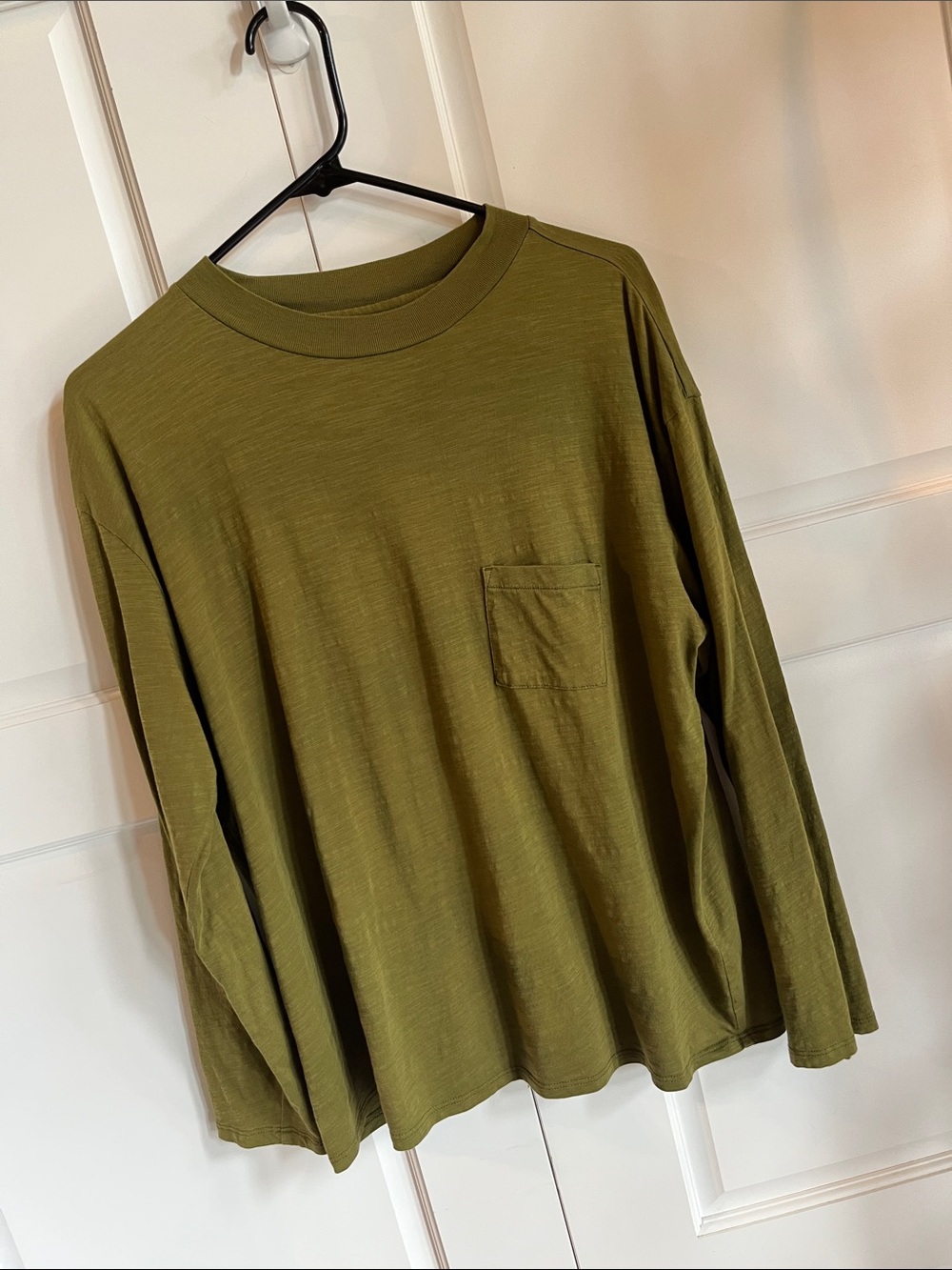 Garnet Hill Woman’s Olive Long-Sleeve Pocket Tee